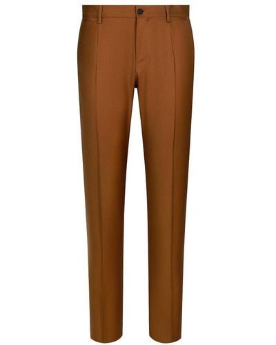 Dolce & Gabbana Tailored Virgin Wool Trousers - Brown