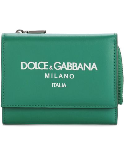 Dolce & Gabbana Geldbörse aus Kalbsleder mit erhöhtem Logo - Grün