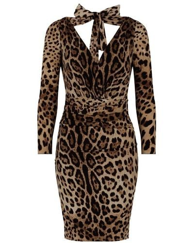 Dolce & Gabbana Short Charmeuse Dress - Brown