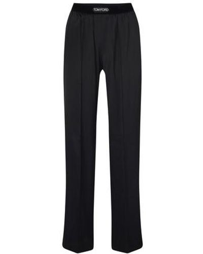 Tom Ford Logo Silk Satin Pyjama Trousers - Black