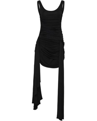 Mugler Draped Jersey Dress - Black