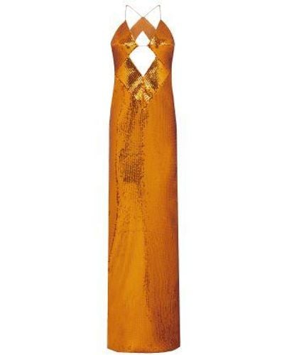 Galvan London Sequined Kite Dress - Orange