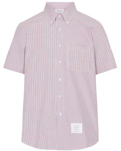 Thom Browne Funmix Tricolor Striped Short-Sleeved Shirt - Purple