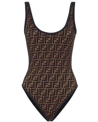 Fendi Ff Print Swimsuit - Brown