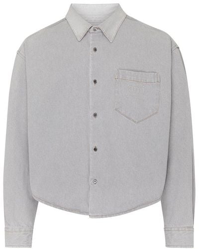 Ami Paris Denim Shirt - Gray