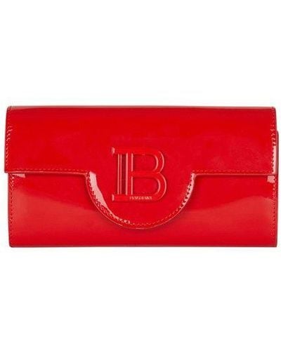Balmain B-buzz Patent Leather Wallet - Red