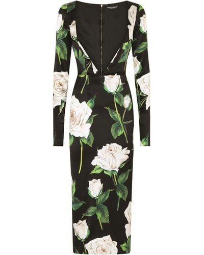 Dolce & Gabbana Wadenlanges Kleid aus Satin - Grün