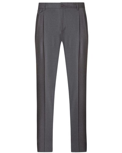 Dolce & Gabbana Stretch Wool Trousers With Darts - Grey