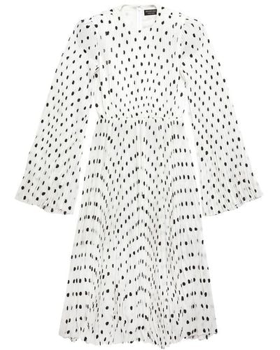 Balenciaga Hand Drawn Polka-dot Pleated Dress - White