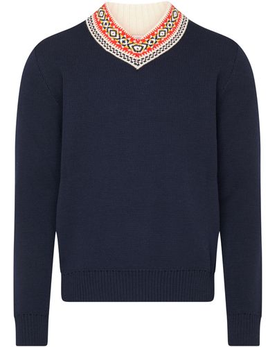 Bottega Veneta Jacquard-Pullover aus Wolle - Blau