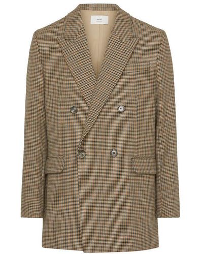 Ami Paris Double Breasted Jacket - Natural