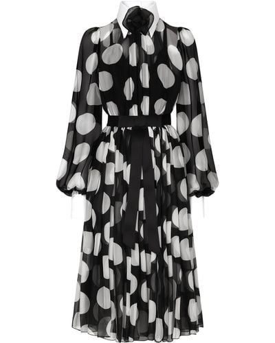 Dolce & Gabbana Wadenlanges Kleid aus Chiffon - Schwarz