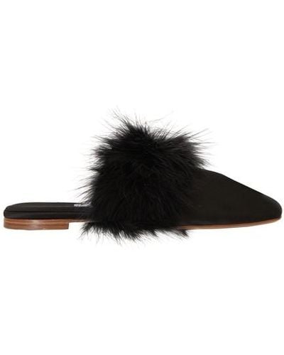 Sleeper Manon Mules With Detachable Feathers - Black
