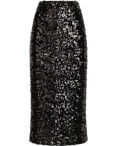 Dolce & Gabbana Jupe mi-longue à sequins - Noir