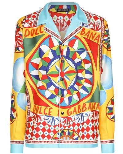 Dolce & Gabbana Carretto Print Silk Twill Shirt - Orange