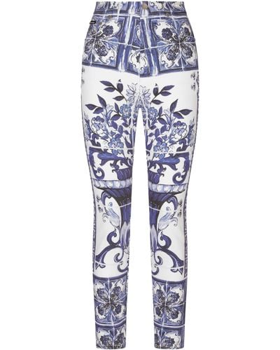 Dolce & Gabbana Jeans Grace mit Majolika-Print - Blau
