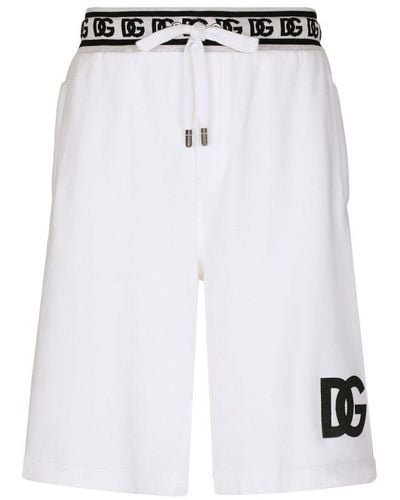 Dolce & Gabbana Jogging Shorts With Dg Embroidery And Dg Monogram - Blue