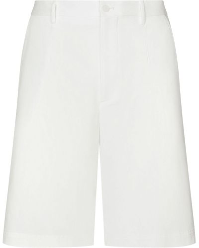 Dolce & Gabbana Shorts aus Stretch-Baumwolle mit Branding-Tag - Weiß