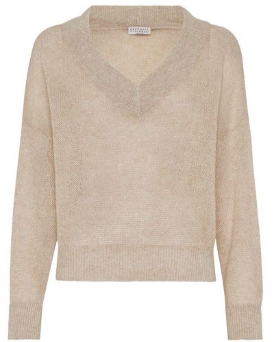 Brunello Cucinelli Mohair And Wool Jumper - Natural