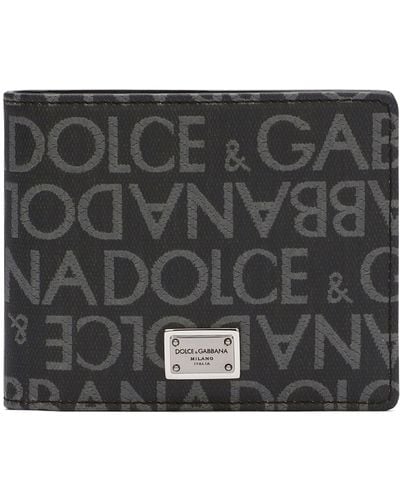 Dolce & Gabbana Portefeuille pliant en tissu jacquard enduit - Noir