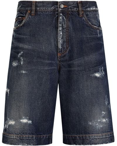 Dolce & Gabbana Short en jean bleu avec abrasions