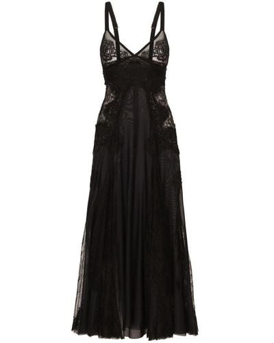Dolce & Gabbana Tulle Midi Slip Dress - Black