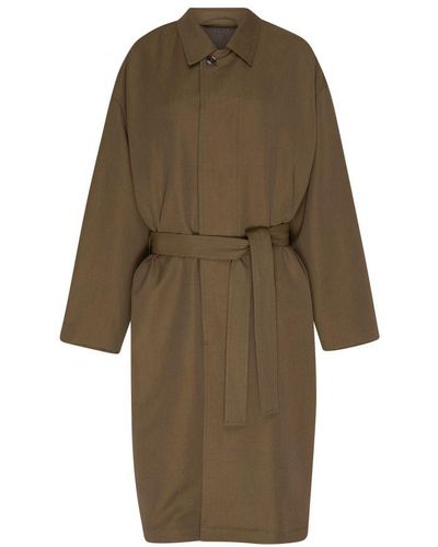 Lemaire Coat With Belt - Natural
