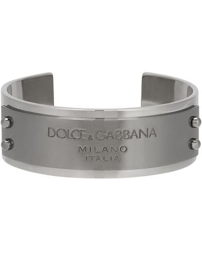 Dolce & Gabbana Logo-engraved Bangle - Grey