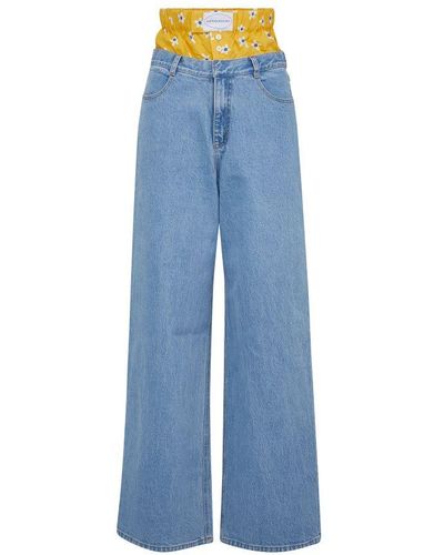 Ksenia Schnaider Wide Jeans With Printed Underpants - Blue