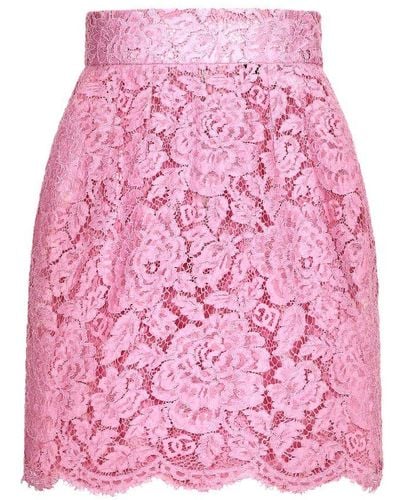 Dolce & Gabbana Cordonetto Lace Miniskirt - Pink
