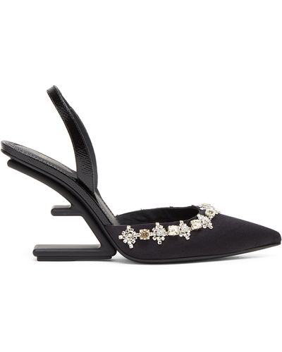 Fendi Slingback mit hohem Absatz aus Satin - Schwarz