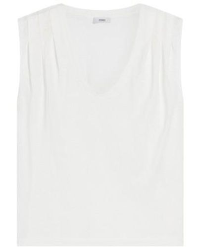 Closed Pleated Tank Top - White