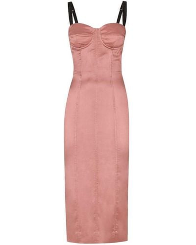 Dolce & Gabbana Satin Calf-Length Corset Dress - Pink