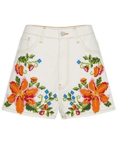 FARM Rio Denim Shorts - White