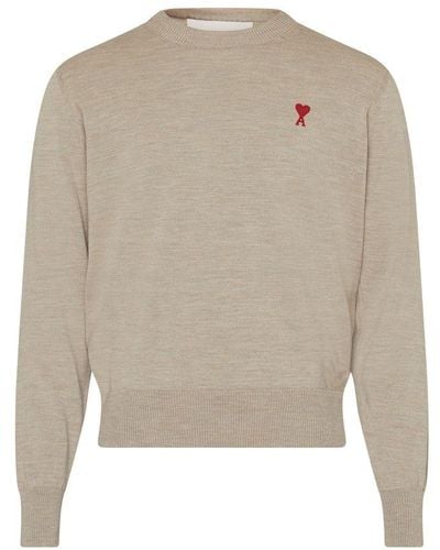 Ami Paris Ami De Caur Crewneck Sweater - Gray