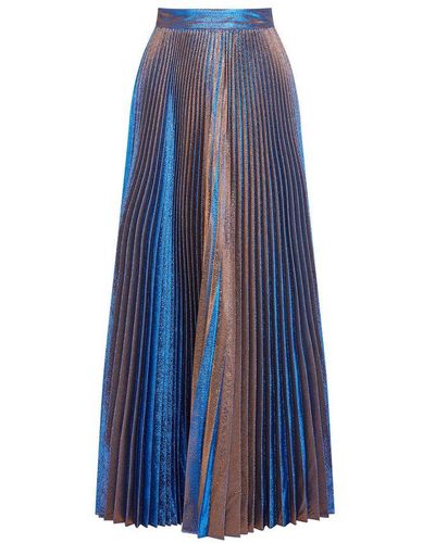 Rochas Lame' Plisse' Skirt - Blue