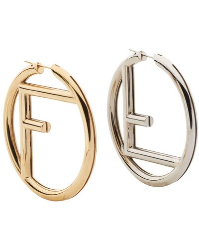 Fendi O'Lock Gold Tone Stud Earrings Fendi | TLC