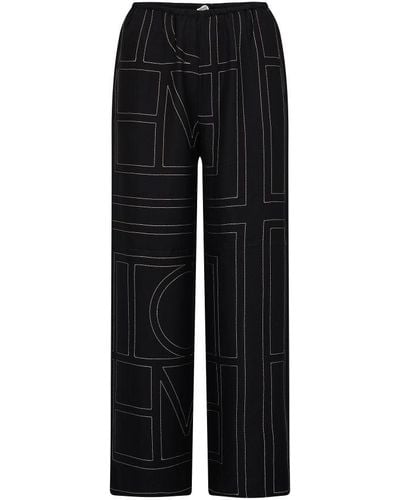Totême Monogram Pajama Pants - Black