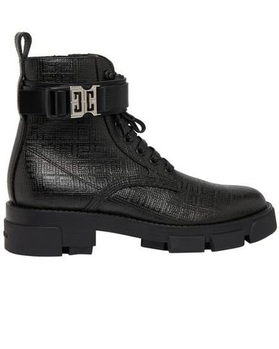 Givenchy Terra Boots In Leather With 4g Buckle - Black