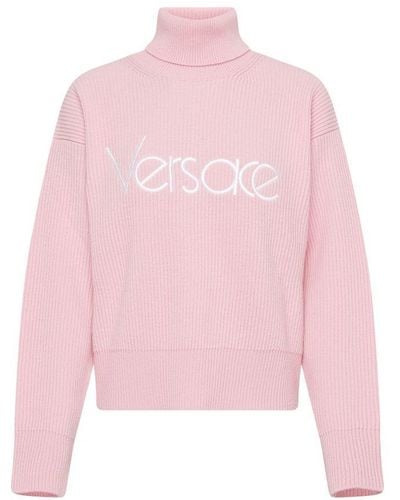 Versace 90's Embroidered Knit Sweater - Pink