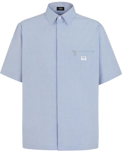 Fendi Gerade geschnittenes Hemd mit kurzen Ärmeln - Blau
