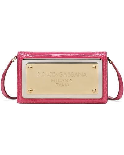 Dolce & Gabbana Phone Bag mit Maxi-Markenetikett - Schwarz