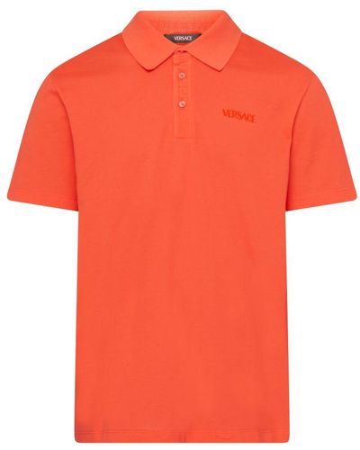 Versace Polo With Logo - Orange