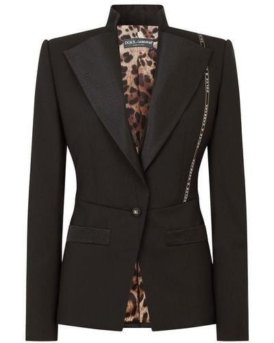 Dolce & Gabbana Single-Breasted Woolen Jacket - Black
