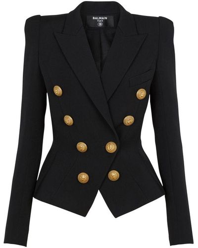 Balmain 8 Buttons Jacket With Fitted Waist - Black