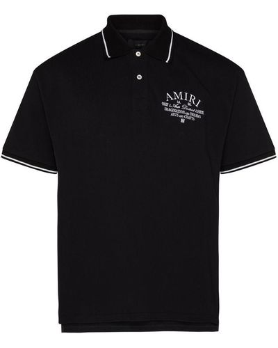Amiri Arts District Piqué Cotton Polo Shirt - Black