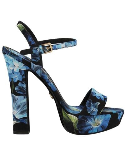 Dolce & Gabbana Charmeuse Platform Sandals - Blue