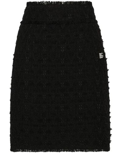 Dolce & Gabbana Rush-stitch Skirt With Side Slit - Black