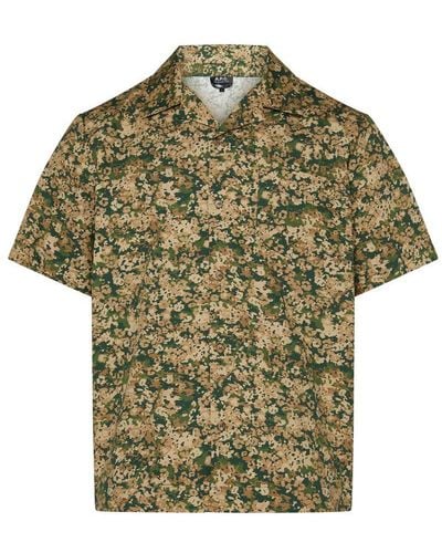 A.P.C. Lloyd Short-sleeved Patterned Shirt - Green