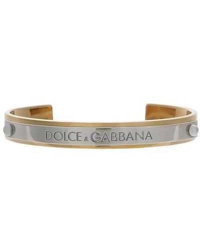 Dolce & Gabbana Rigid Bracelet With Logo - Metallic